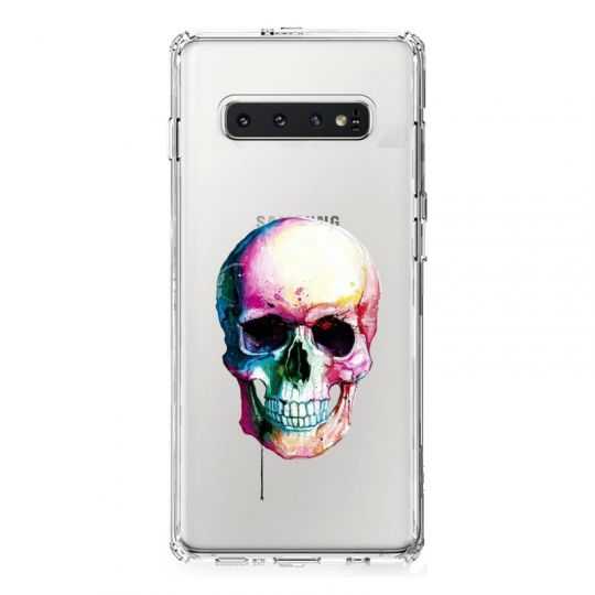 Coque Transparente Pour Samsung Galaxy S10 Skull Head Crane Colore