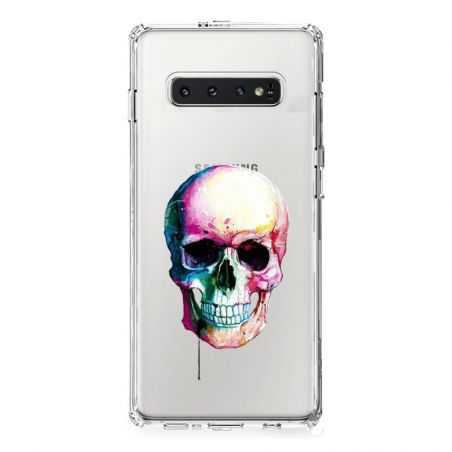 Coque Transparente Pour Samsung Galaxy S10 Skull Head Crane Colore