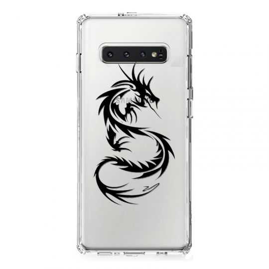 Coque Transparente Pour Samsung Galaxy S10 Dragon Noir