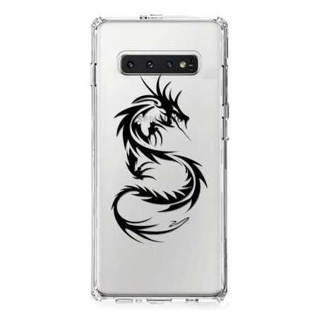 Coque Transparente Pour Samsung Galaxy S10 Dragon Noir