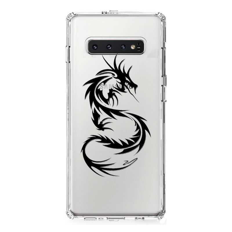 Coque Transparente Pour Samsung Galaxy S10 Dragon Noir
