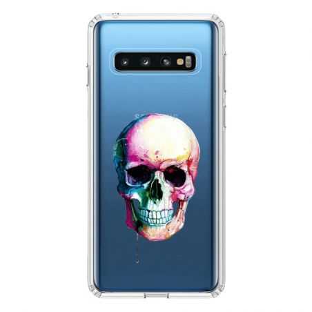 Coque Transparente Pour Samsung Galaxy S10 Plus Skull Head Crane Colore