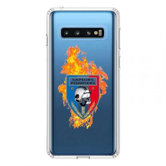 Coque Transparente Pour Samsung Galaxy S10 Plus Pompier Feu