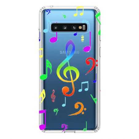 Coque Transparente Pour Samsung Galaxy S10 Plus Note Musique Colore