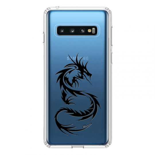 Coque Transparente Pour Samsung Galaxy S10 Plus Dragon Noir