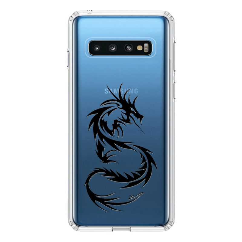 Coque Transparente Pour Samsung Galaxy S10 Plus Dragon Noir