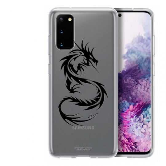 Coque Transparente Pour Samsung Galaxy S20 Dragon Noir