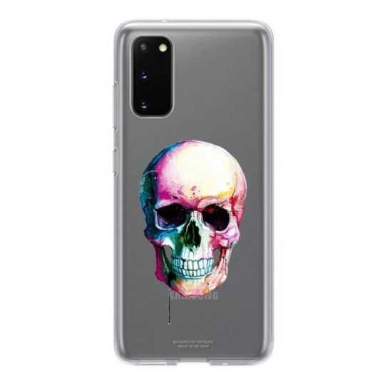 Coque Transparente Pour Samsung Galaxy S20 Plus Skull Head Crane Colore