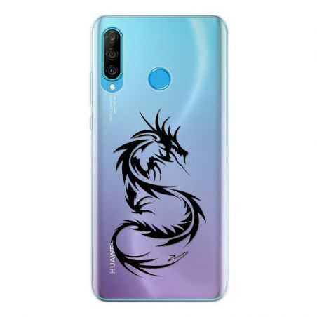 Coque Transparente Pour Huawei P30 Lite Dragon Noir