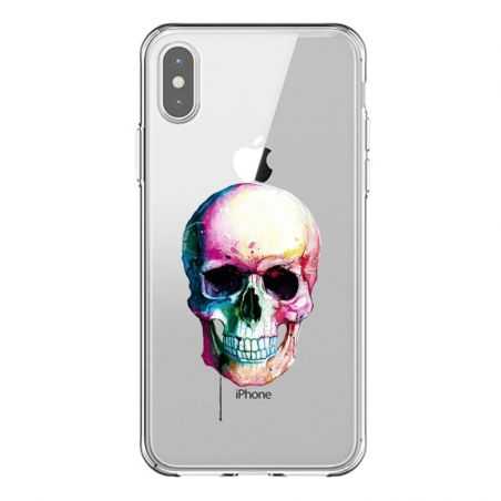 Coque Transparente Pour Iphone X / XS Skull Head Crane Colore