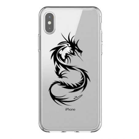 Coque Transparente Pour Iphone X / XS Dragon Noir