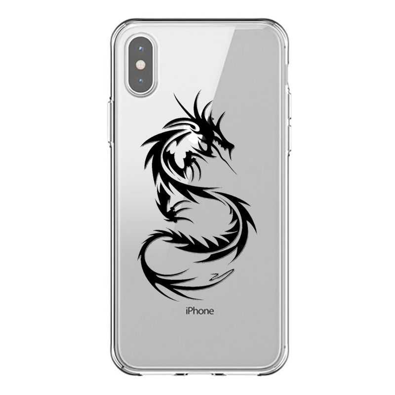 Coque Transparente Pour Iphone X / XS Dragon Noir