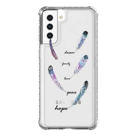 Coque Transparente Pour Samsung Galaxy S21 Plus Plume Couleur