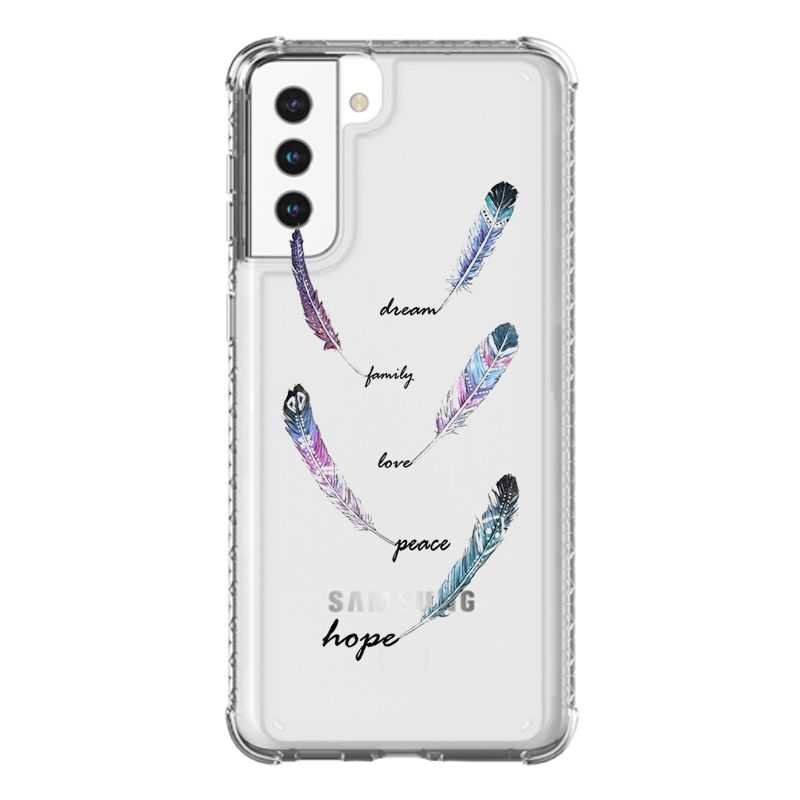 Coque Transparente Pour Samsung Galaxy S21 Plus Plume Couleur