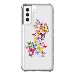Coque Transparente Pour Samsung Galaxy S21 Plus Papillon Multicolore
