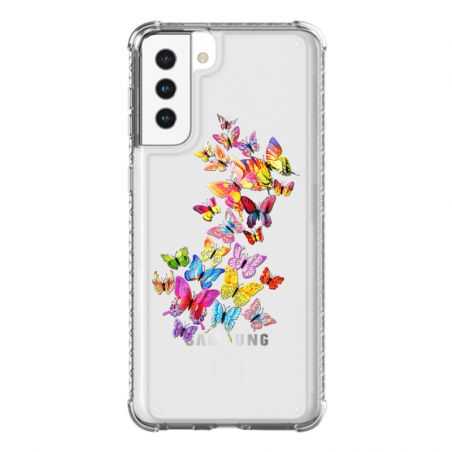 Coque Transparente Pour Samsung Galaxy S21 Plus Papillon Multicolore