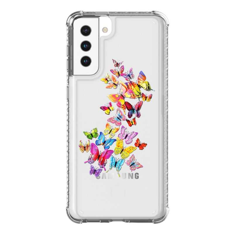 Coque Transparente Pour Samsung Galaxy S21 Plus Papillon Multicolore