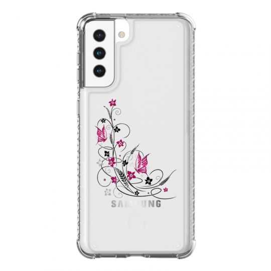 Coque Transparente Pour Samsung Galaxy S21 Plus Fleur Papillon Mixte