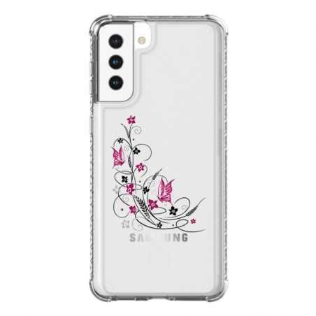 Coque Transparente Pour Samsung Galaxy S21 Plus Fleur Papillon Mixte