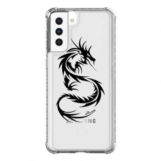 Coque Transparente Pour Samsung Galaxy S21 Plus Dragon Noir