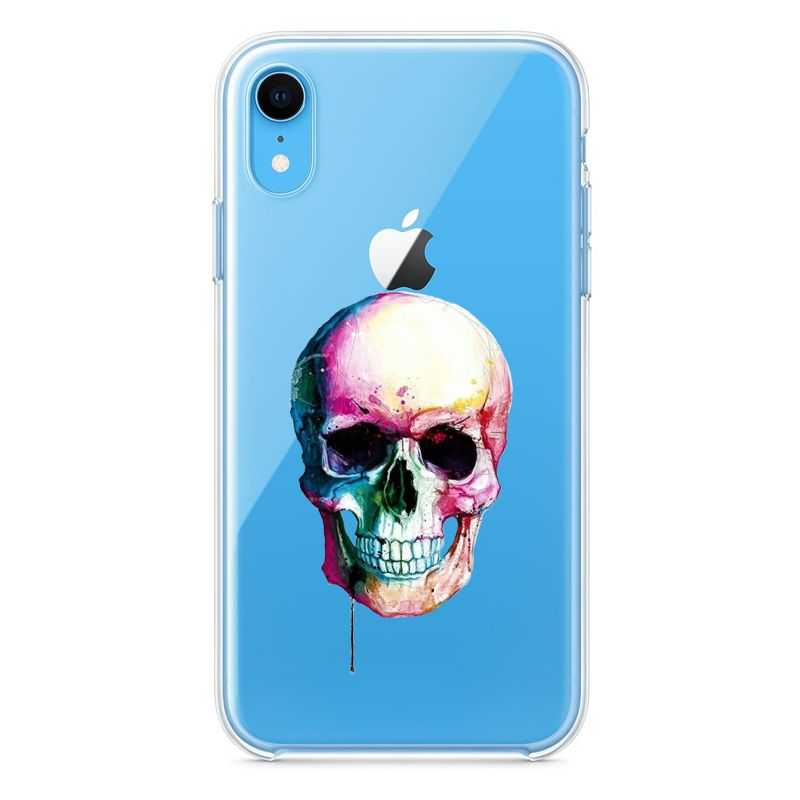 Coque Transparente Pour Iphone XR Skull Head Crane Colore