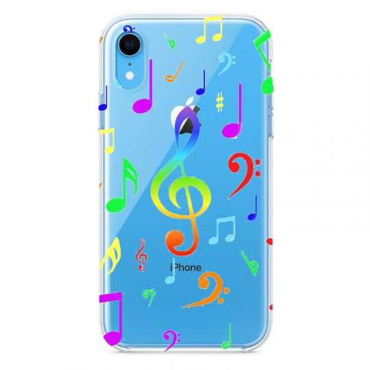 Coque Transparente Pour Iphone XR Note Musique Colore