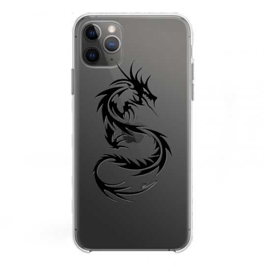 Coque Transparente Pour Iphone 11 Pro Max (6,5) Dragon Noir