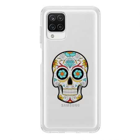 Coque Transparente Pour Samsung Galaxy A12 Tete Mort Color