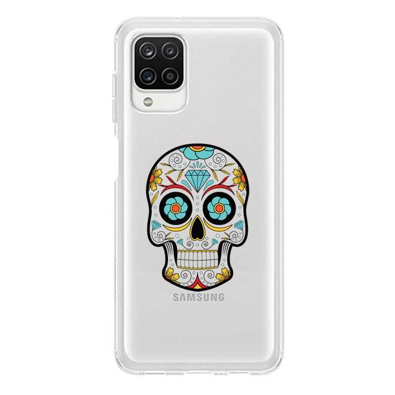 Coque Transparente Pour Samsung Galaxy A12 Tete Mort Color