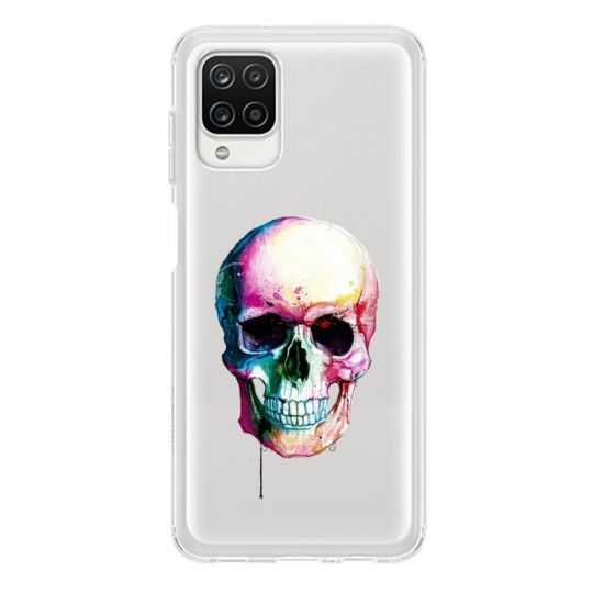 Coque Transparente Pour Samsung Galaxy A12 Skull Head Crane Colore