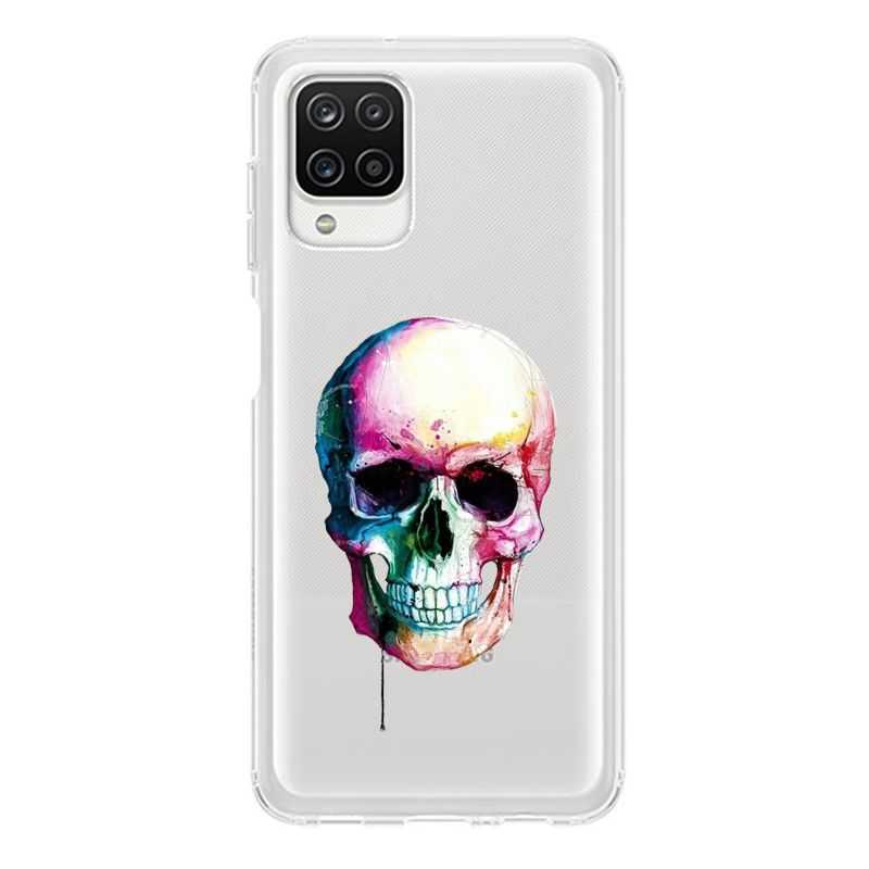 Coque Transparente Pour Samsung Galaxy A12 Skull Head Crane Colore