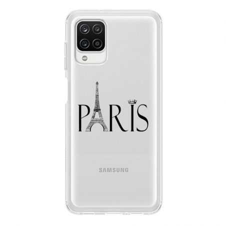 Coque Transparente Pour Samsung Galaxy A12 Paris Noir