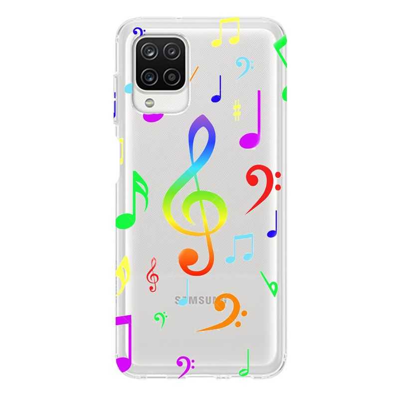 Coque Transparente Pour Samsung Galaxy A12 Note Musique Colore