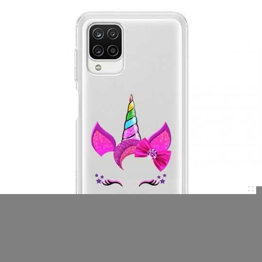 Coque Transparente Pour Samsung Galaxy A12 Licorne Paillette