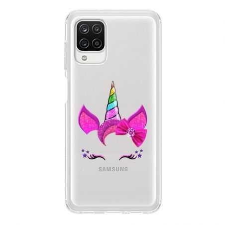 Coque Transparente Pour Samsung Galaxy A12 Licorne Paillette