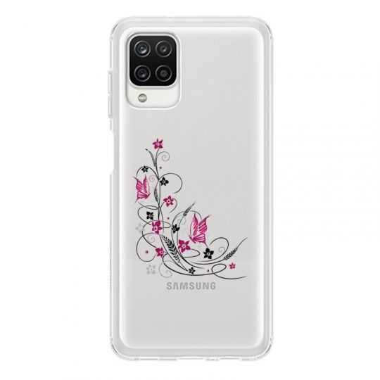 Coque Transparente Pour Samsung Galaxy A12 Fleur Papillon Mixte