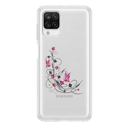 Coque Transparente Pour Samsung Galaxy A12 Fleur Papillon Mixte
