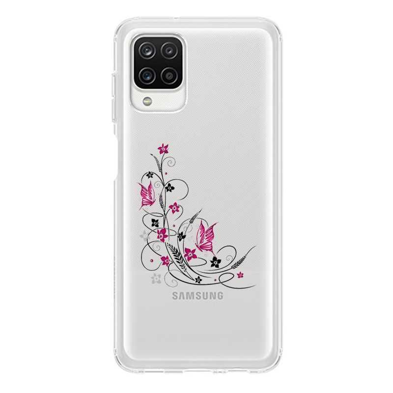 Coque Transparente Pour Samsung Galaxy A12 Fleur Papillon Mixte