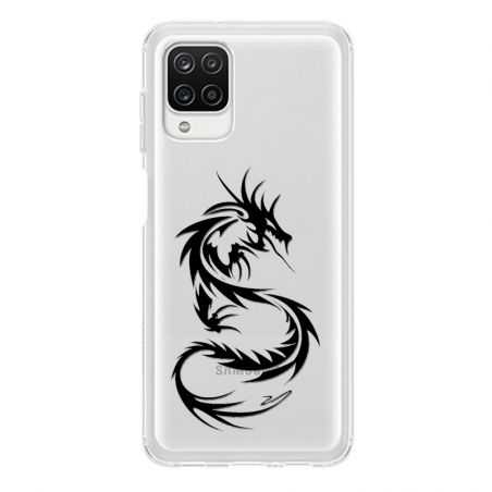 Coque Transparente Pour Samsung Galaxy A12 Dragon Noir