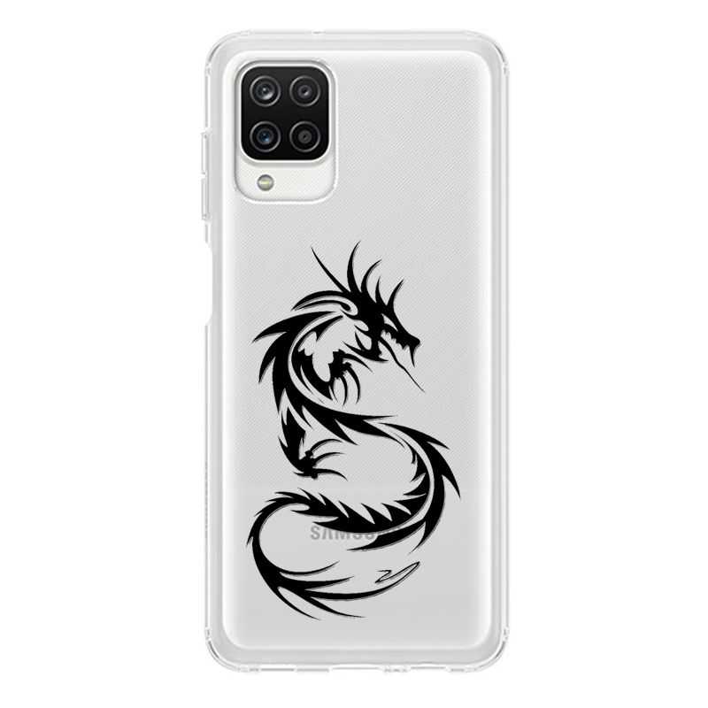 Coque Transparente Pour Samsung Galaxy A12 Dragon Noir