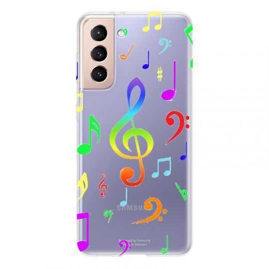 Coque Transparente Pour Samsung Galaxy S21 Note Musique Colore