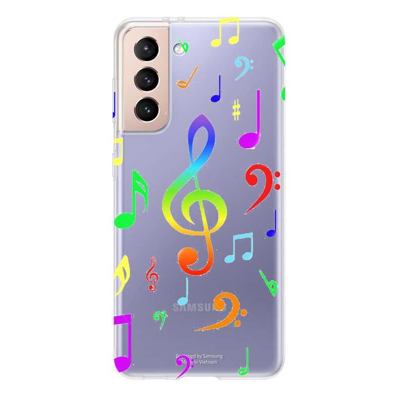 Coque Transparente Pour Samsung Galaxy S21 Note Musique Colore