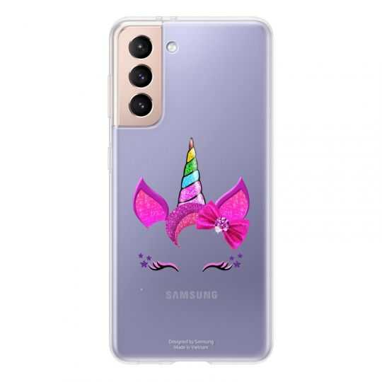 Coque Transparente Pour Samsung Galaxy S21 Licorne Paillette