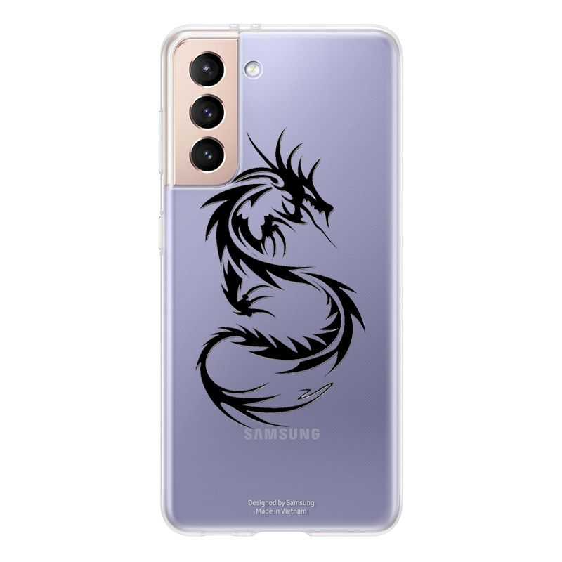 Coque Transparente Pour Samsung Galaxy S21 Dragon Noir