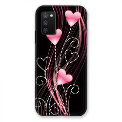 Coque Pour Samsung Galaxy A02S Coeur Rose Montant sur Noir