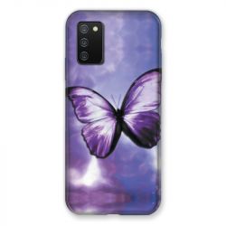 Coque Pour Samsung Galaxy A02S Papillon Violet et Blanc