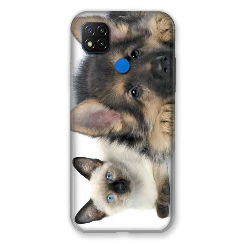 Coque Pour Xiaomi Redmi 9C Chien vs Chat
