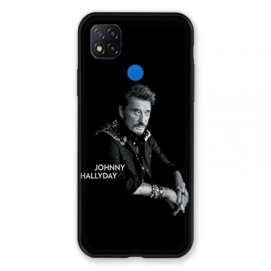 Coque Pour Xiaomi Redmi 9C Johnny Hallyday Noir