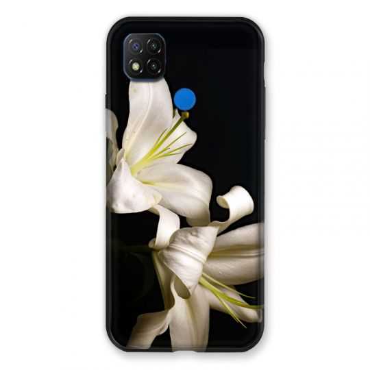 Coque Pour Xiaomi Redmi 9C Fleur Lys Noir
