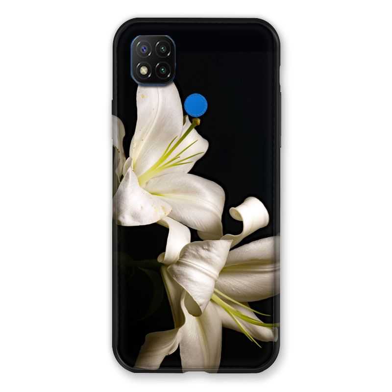 Coque Pour Xiaomi Redmi 9C Fleur Lys Noir